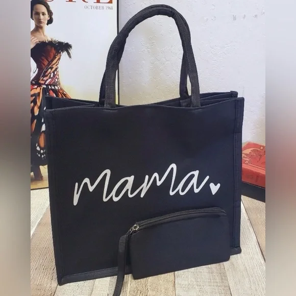 Black 2pc canvas tote!👜 - Picture 3 of 5